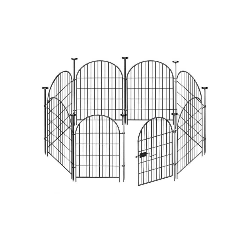 Garden Fence Animal Barrier with Gate 36 in. (H) x 17. 5 ft. (L) 8-Panels Rustproof Metal No Dig Black Decorative Fence price history on PriceWatchPro
