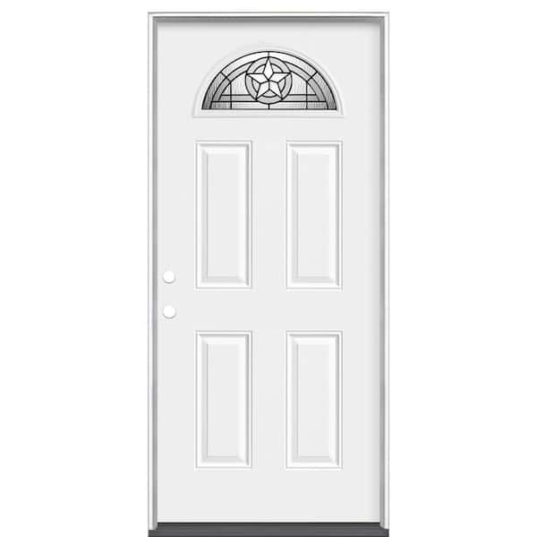 Masonite 36 in. x 80 in. Texas Star Fan-Lite Right-Hand Inswing Primed Steel Prehung Front Exterior Door