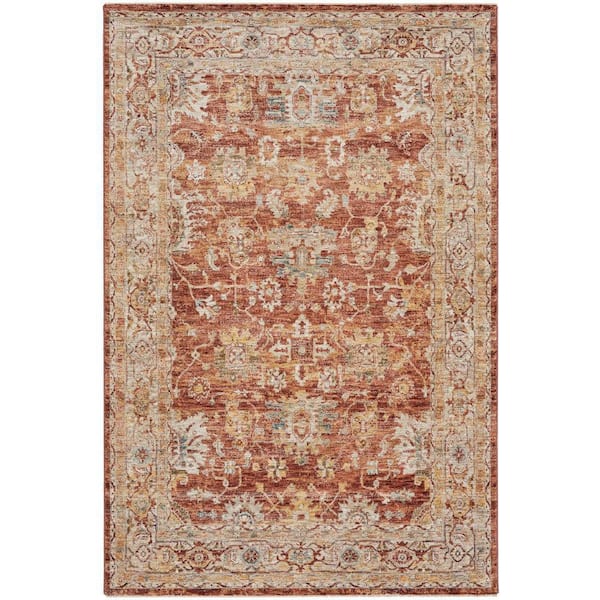 Nourison Sahar Rust 4 ft. x 6 ft. Floral Vintage Traditional Area Rug