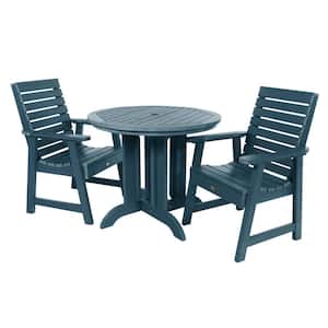 Weatherly Nantucket Blue 3-Piece Recycled Plastic Round Outdoor Dining Set