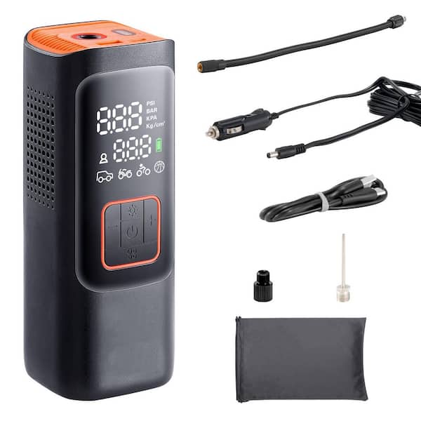 VEVOR Tire Inflator Portable Air Compressor, 0 Gal. 160 psi, Electric, Pancake Air Compressor, 7800mAh Battery and 12V DC