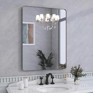 32 in. W x 24 in. H Small Rectangular Framed Wall Mounted Bathroom Vanity Mirror in Nickel