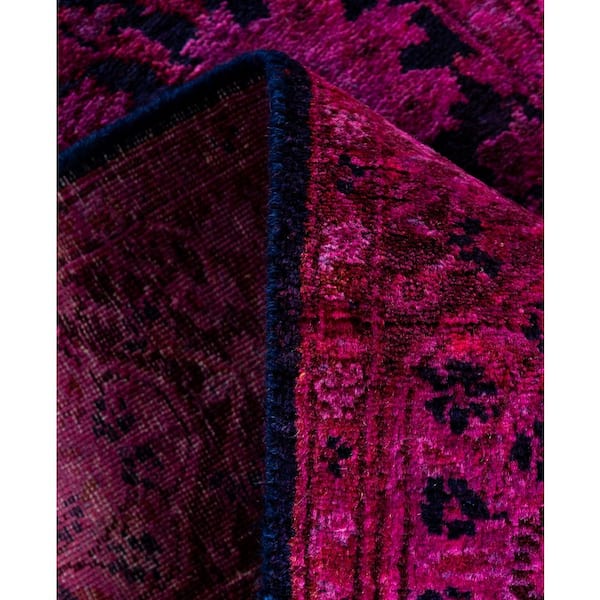 Overdyed Pink 3 ft. x 21 ft. Solid Wool Indoor Runner Rug