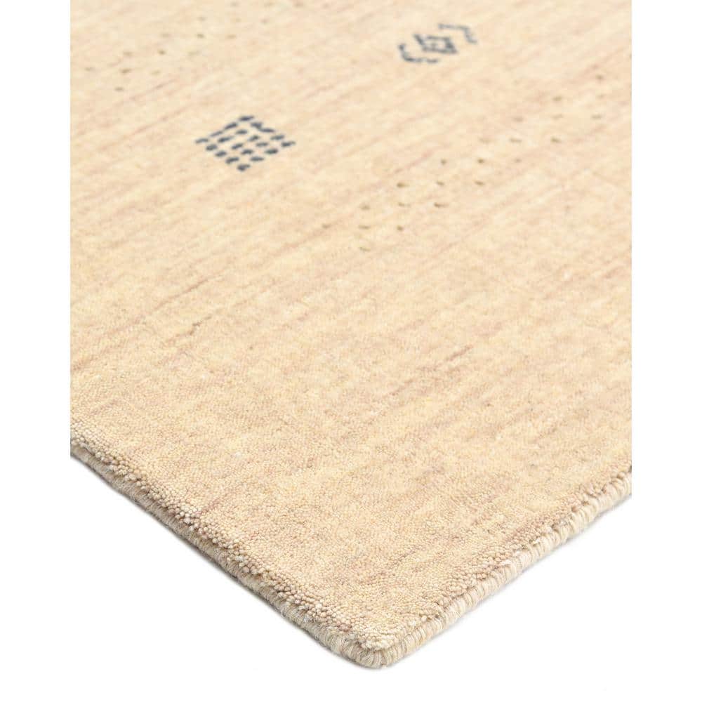 Natural Geometric Hand-Knotted Wool Area Rug 8' x 10'