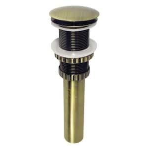 Coronel Push Pop-Up Bathroom Sink Drain in Antique Brass without Overflow