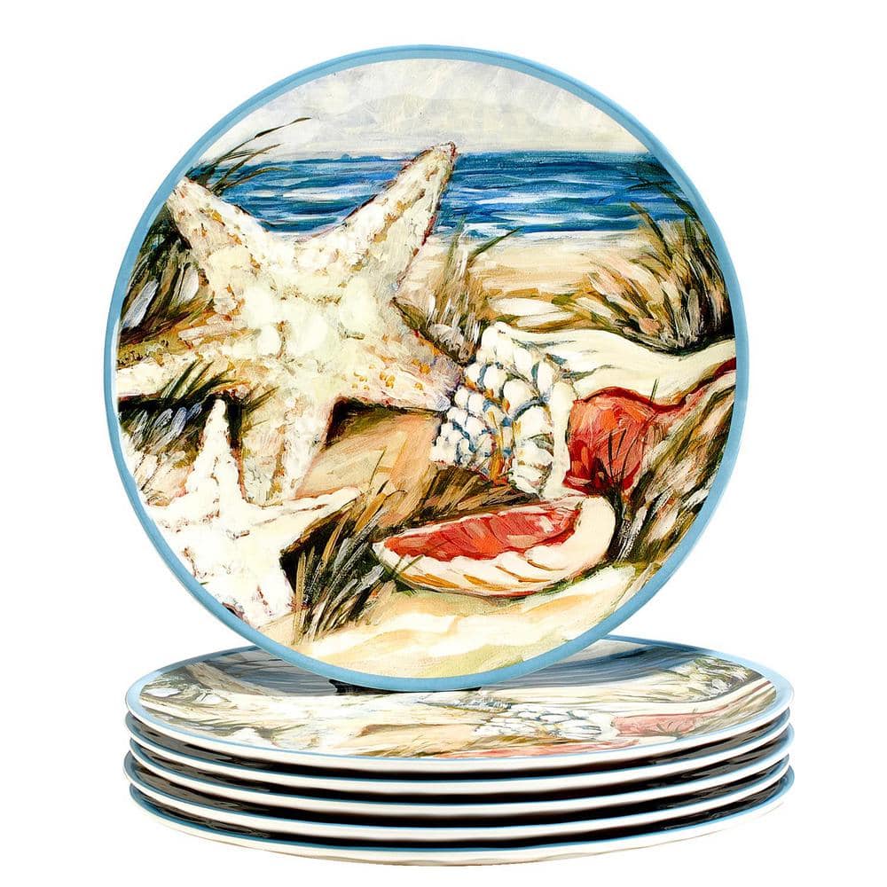 Seacoast Multicolor Melamine 11" Dinner Plates Set of 6