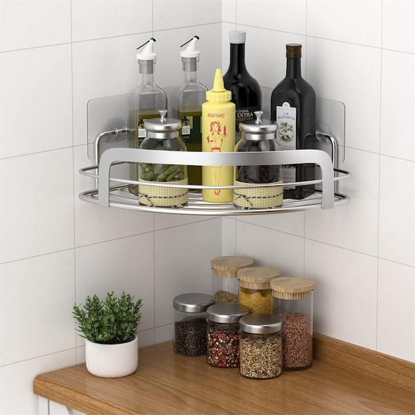 Bathroom/kitchen Corner Shelf, Self-adhesive Wall Mount Storage