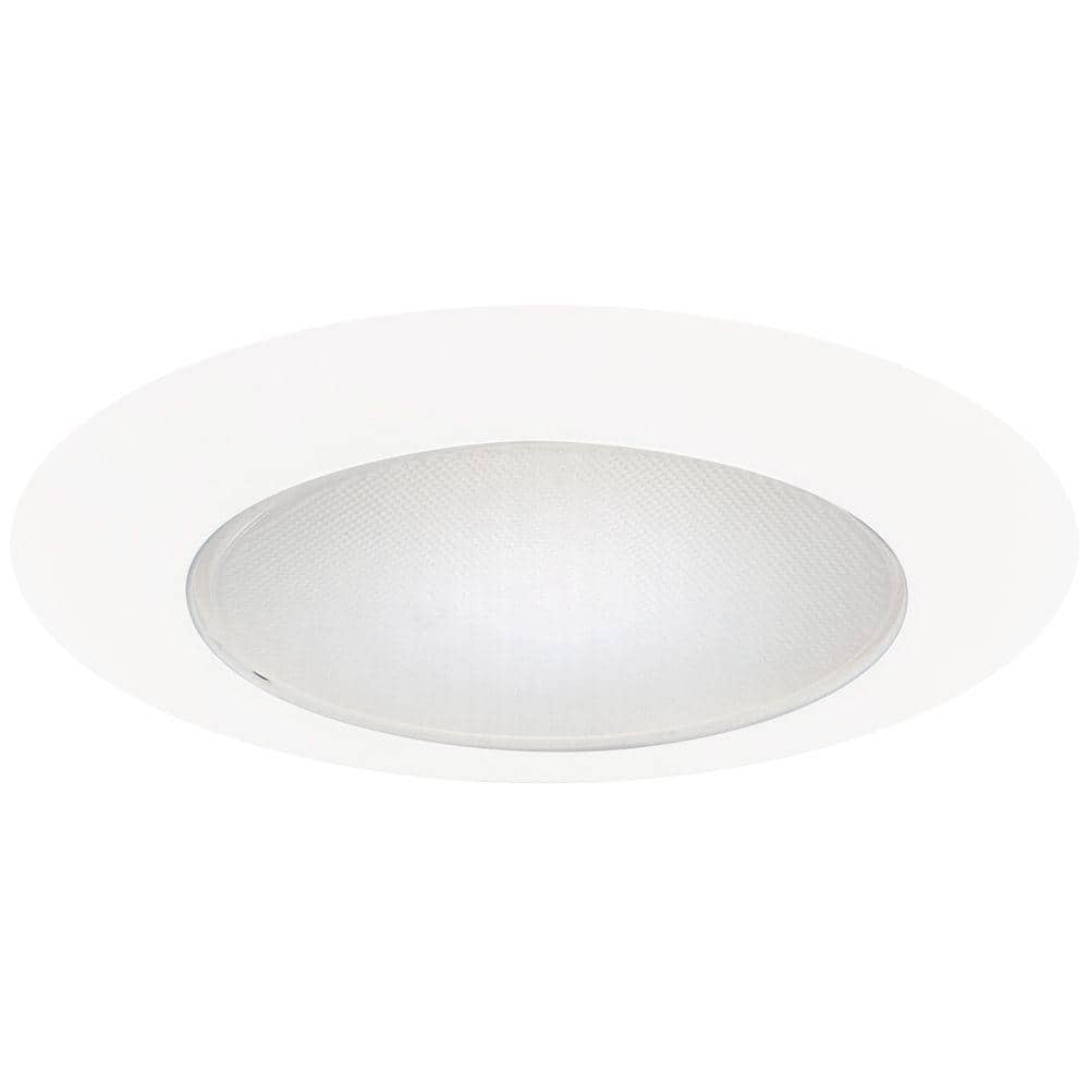 White 6-Inch Round Recessed Lighting Trim with Frosted Glass Lens