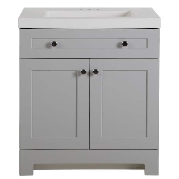 Glacier Bay Brindley 30 in W x 20 in D x 35 in H Single Sink Freestanding  Vanity in Gray w/ Veined White Engineered Stone Top HDBD30VG - The Home