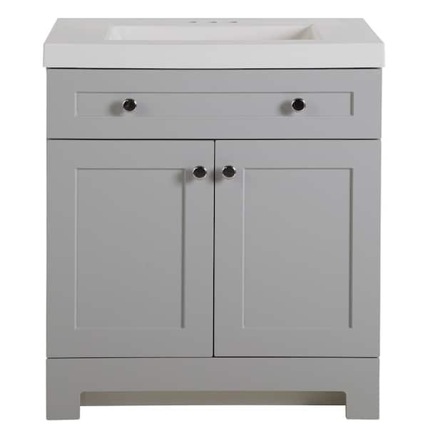 Everdean 31 in. Single Sink Pearl Gray Bath Vanity with White Cultured Marble Top (Assembled)