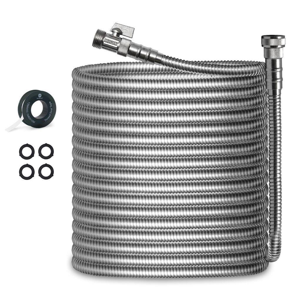 1/2 in. x 100 ft. Stainless Steel Garden Hose Set with Nickel Plated Brass On/Off Valve price history on PriceWatchPro