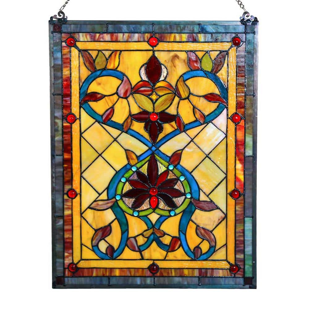 Vintage Stained Glass Pane Stained Glass Windowpane Small Stained Glass  Panel Gold and Red Stain Glass Pane Suncatcher 2 Available 