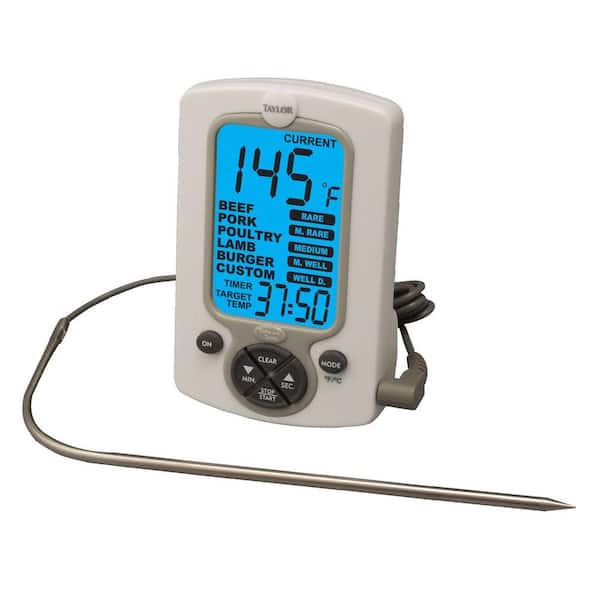 Taylor Commercial White LCD Food Thermometer with Timer