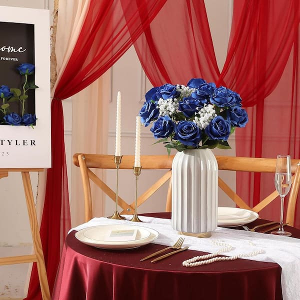 19.6 in. Royal Blue Indoor/Outdoor Artificial Roses Flower
