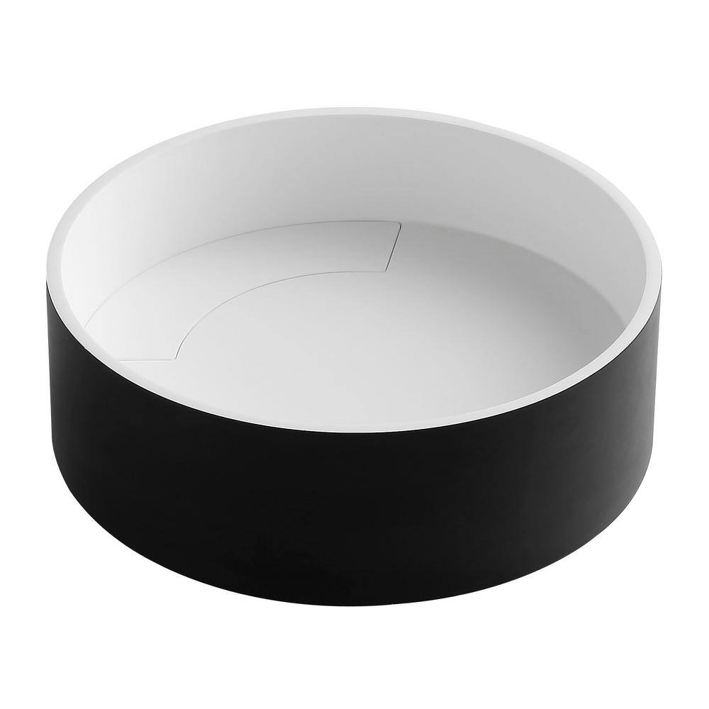 15'' Black and White Ceramic Circular Bathroom Sink