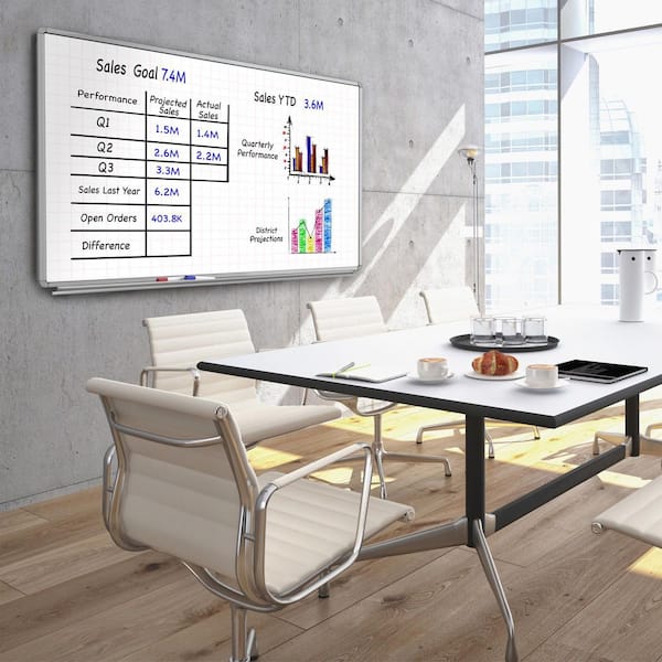 Luxor Lean Board 72 in. x 40 in. Wall-Mounted Whiteboard Magnetic