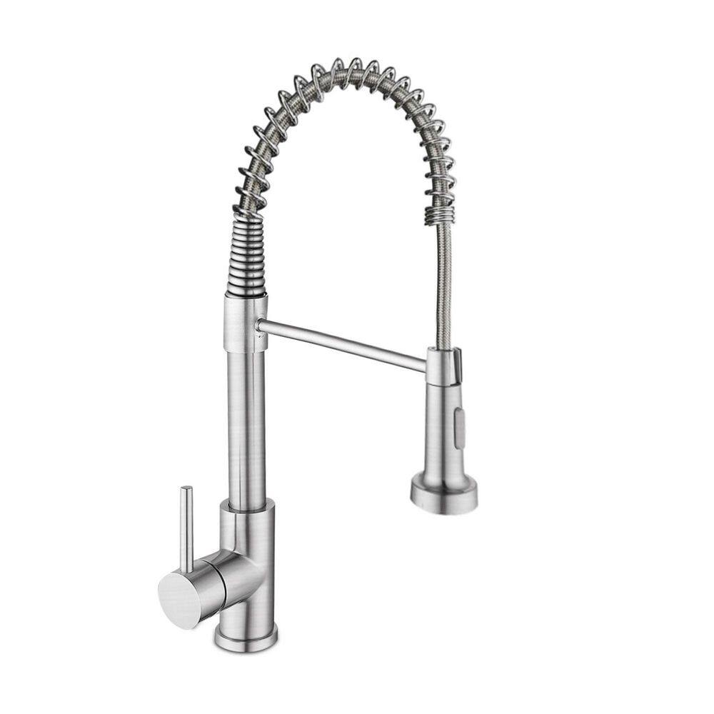 Single Handle Wall Mount Stainless Steel Pull Down Sprayer Kitchen Faucet in Brushed Nickel price history on PriceWatchPro