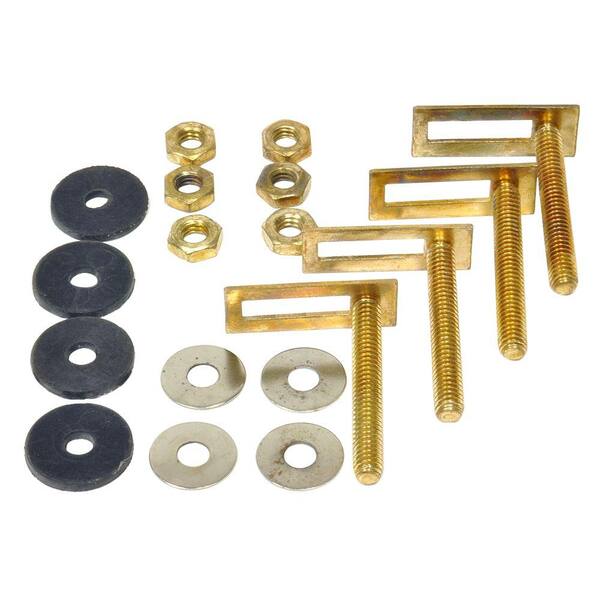 thumbnail interactive-video image 1 of 5/16" X 3" Tank To Bowl Bolt Set With Gasket, Brass Plated Bolt 1 of 10
