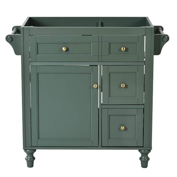 30 in. Freestanding Bath Vanity Cabinet without Top in Green, 2 Drawers and 1 Tip-out Drawer, Door Organizer