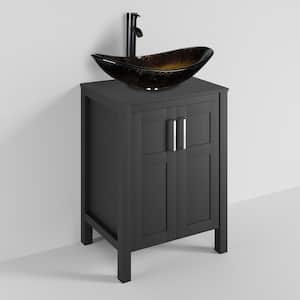 24 in. W x 19 in. D x 32 in. H Bath Vanity in Espresso with Espresso Solid Surface Top