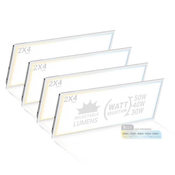 2 ft. x 4 ft. Integrated Backlit LED Panel 3-Color Changing Temperatures Wattage Selectable Dimmable 120-277V (4-Pack)