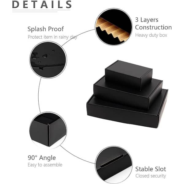 9 x 6.5 x 2 in. Black Corrugated Cardboard Shipping Boxes 25 Pack