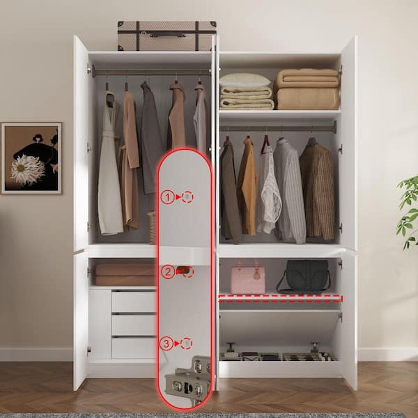 ふふ Reviews for FUFU&GAGA White Wooden 63 in. W 4-Door Super Large