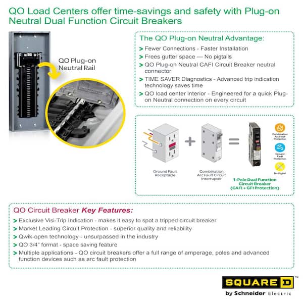 Square D QO 20 Amp Single-Pole Plug-On Neutral Dual Function (CAFCI and GFCI) Circuit Breaker (6-Pack)