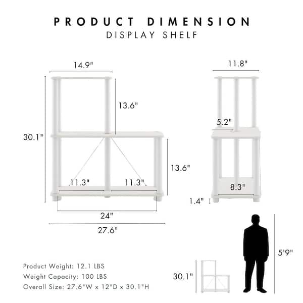 Quincy 30.1 in. Tall White Engineered Wood 5-Shelf Modular Bookcase With Support Rods