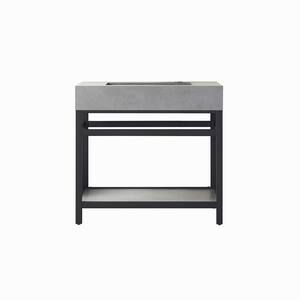 Bilbao 36 in. W x 22 in. D x 34 in. H Bath Vanity in Matte Black with Grey Natural Stone Top
