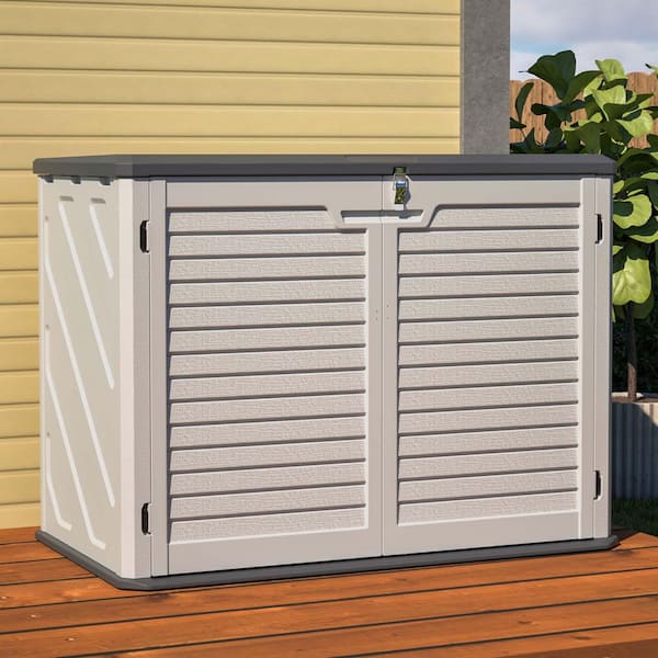 52 in. W x 30 in. D x 39 in. H Outdoor Storage Cabinet, Horizontal Shed Lockable for Backyards, Patio, Garden, White