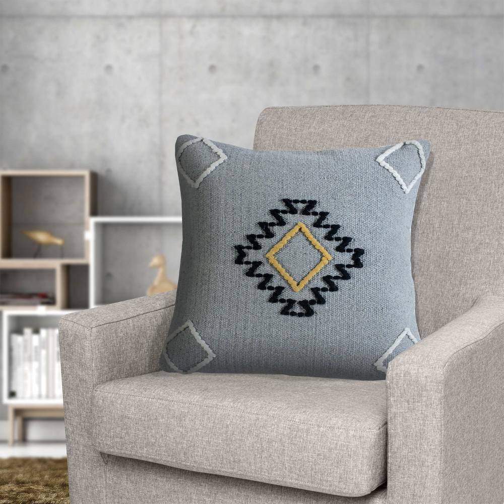 Scandinavian Diamond Motif Square Throw Pillow, 20" x 20"