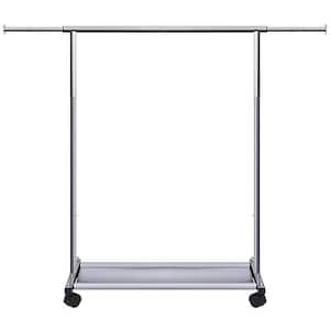 Silver Metal Garment Clothes Rack with Shelve 48 in. W x 40 in. H