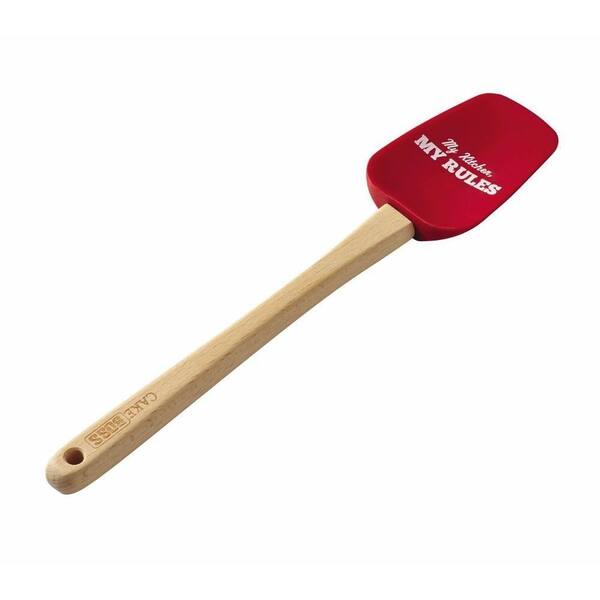 Cake Boss Novelty Tools 11.5 in. Silicone Spoonula with My Kitchen and My Rules in Red