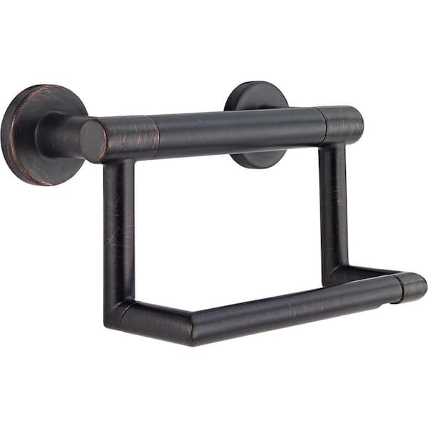 Delta Decor Assist Contemporary 6 in. Double Post Toilet Paper Holder with Assist Bar in Venetian Bronze