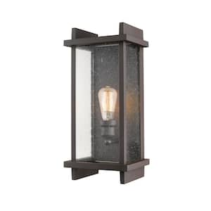 Fallow 17 in. Deep Bronze Aluminum Hardwired Outdoor Weather Resistant Lantern Wall Sconce Light with No Bulbs Included