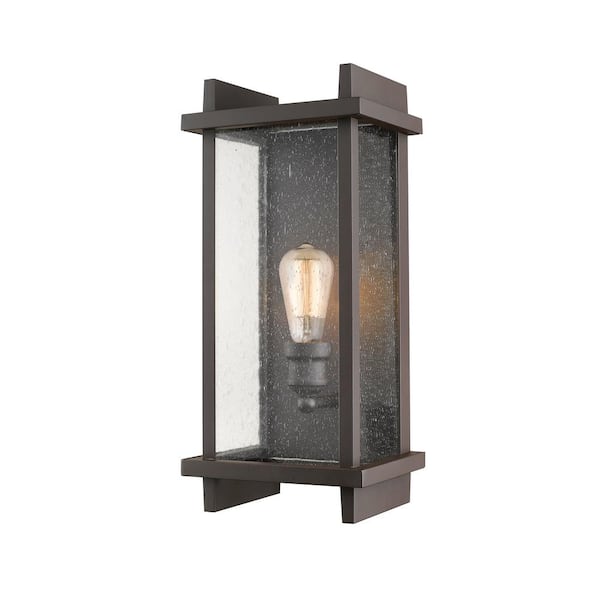 Unbranded Fallow 17 in. Deep Bronze Aluminum Hardwired Outdoor Weather Resistant Lantern Wall Sconce Light with No Bulbs Included