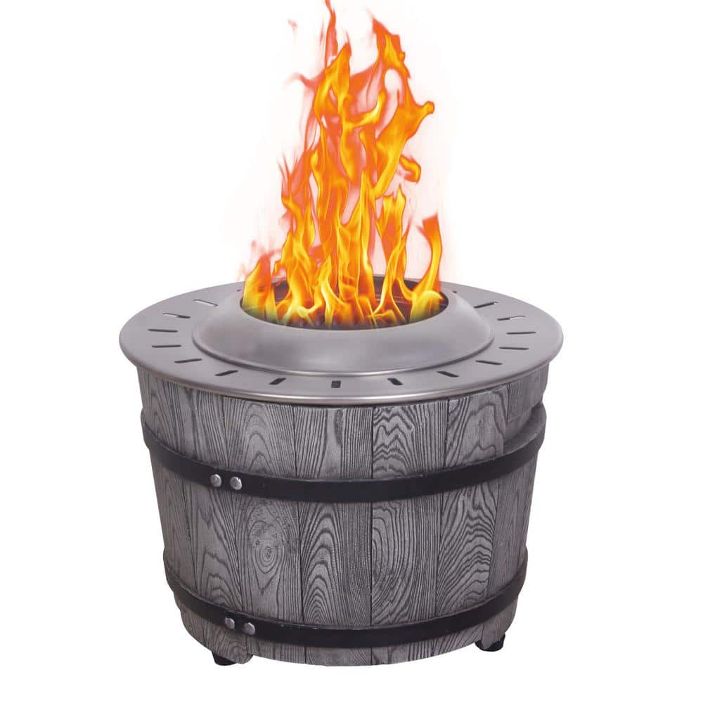 Smokeless Firepit with Wood Pellet/Twig/Wood as The Fuel, Wood Look, 21 in.