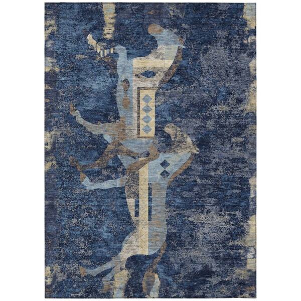 Chantille Machine Washable Indoor/Outdoor Abstract ACN3109 Navy 10 ft. x 14 ft. Area Rug