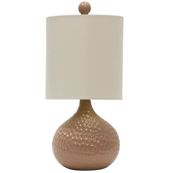 StyleCraft 16 in. Pink Table Lamp with White Hardback Fabric Shade