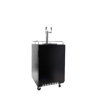 Twin Tap 24 in. Oversized Beer Keg Dispenser with Electronic Control Panel in Black