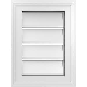 12 in. x 16 in. Vertical Surface Mount PVC Gable Vent: Functional with Brickmould Frame