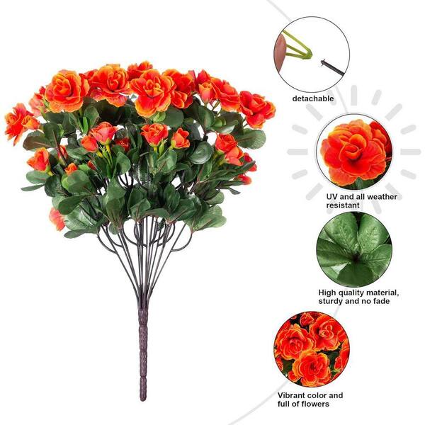 15.3 in. Fake Silk Orange Camellia Artificial Flowers LINBQ112