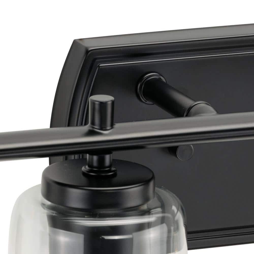 Adley 48.5" Matte Black 6-Light Vanity Fixture with Clear Glass Shades