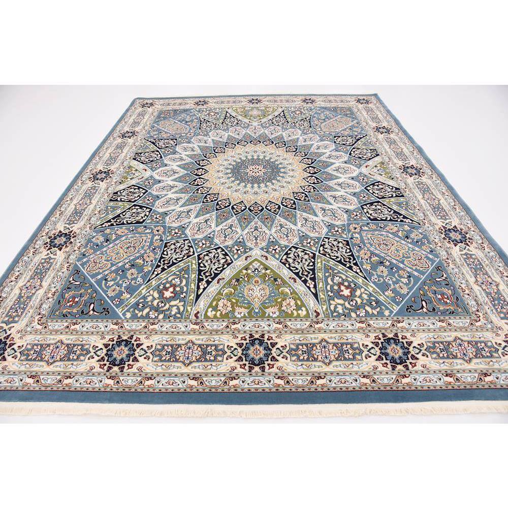 Blue Floral 8' x 10' Stain-Resistant Easy Care Rug