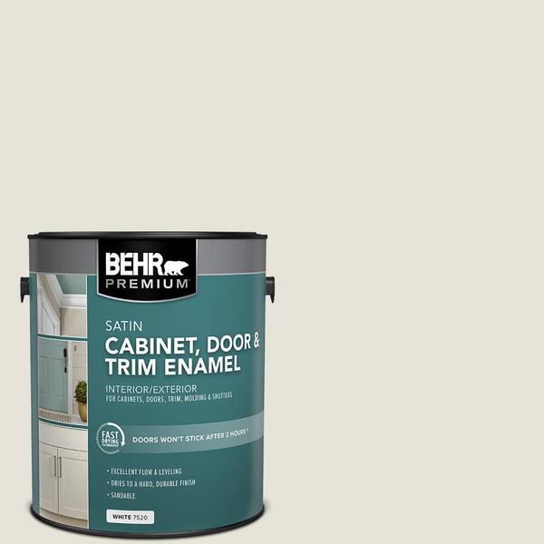 BEHR PREMIUM 1 gal. #HDC-NT-21 Weathered White Satin Enamel Interior/Exterior Cabinet, Door & Trim Paint
