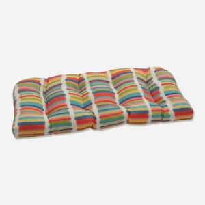 Striped Rectangular Outdoor Bench Cushion in Multi-Colored