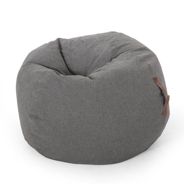 Noble House Esom Dark Gray and Autumn Tan Fabric 5-Foot Bean Bag with ...