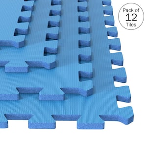 Interlocking Blue 25 in. W x 25 in. L x 0.5 in Thick Exercise/Gym Flooring Foam Tiles - 12 Tiles/Case (48 sq. ft.)