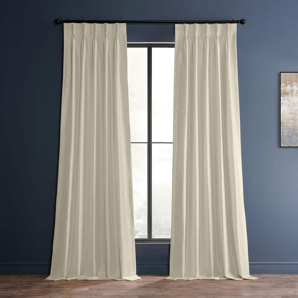 Designer Off-White Drapery Weight Linen Mix Lined Curtain Panel fabric Window treatment French on sale pinch pleat pleated blackout lining